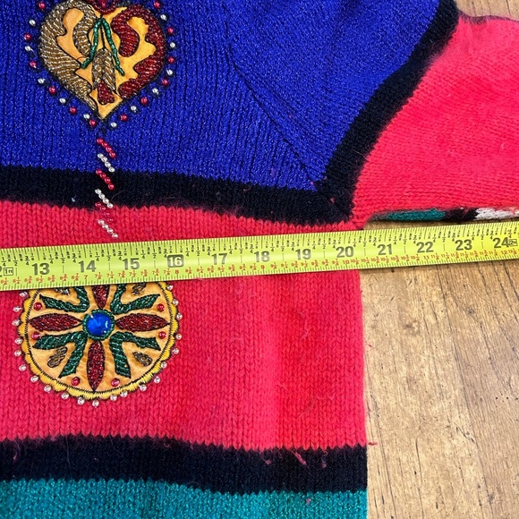 Vintage Christine Christmas Sweater Size Med With Shoulder Pads. Holiday Sweater - Picture 8 of 9